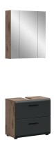 Badezimmer-Set >Ice< in Nox Oak / Schwarz - 60x185x30cm (BxHxT)