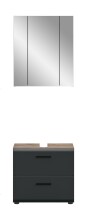 Badezimmer-Set >Ice< in Nox Oak / Schwarz - 60x185x30cm (BxHxT)