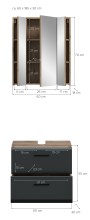Badezimmer-Set >Ice< in Nox Oak / Schwarz - 60x185x30cm (BxHxT)