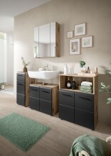 Badezimmer-Set >Ice< in Nox Oak / Schwarz - 180x185x30cm (BxHxT)