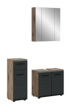 Badezimmer-Set >Ice< in Nox Oak / Schwarz - 105x185x30cm (BxHxT)
