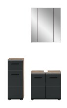 Badezimmer-Set >Ice< in Nox Oak / Schwarz - 105x185x30cm (BxHxT)