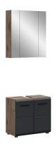 Badezimmer-Set >Ice< in Nox Oak / Schwarz - 60x185x30cm (BxHxT)