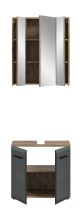 Badezimmer-Set >Ice< in Nox Oak / Schwarz - 60x185x30cm (BxHxT)