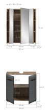 Badezimmer-Set >Ice< in Nox Oak / Schwarz - 60x185x30cm (BxHxT)