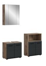 Badezimmer-Set >Ice< in Nox Oak / Schwarz - 135x185x30cm (BxHxT)