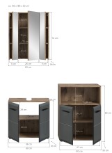Badezimmer-Set >Ice< in Nox Oak / Schwarz - 135x185x30cm (BxHxT)
