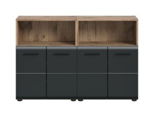 Badezimmer-Set >Ice< in Nox Oak / Schwarz - 120x80x30cm (BxHxT)