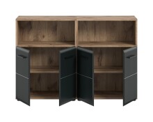 Badezimmer-Set >Ice< in Nox Oak / Schwarz - 120x80x30cm (BxHxT)