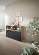 Badezimmer-Set >Ice< in Nox Oak / Schwarz - 120x80x30cm (BxHxT)
