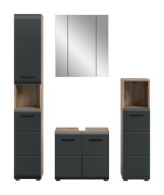 Badezimmer-Set >Ice< in Nox Oak / Schwarz - 150x185x30cm (BxHxT)