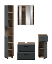 Badezimmer-Set >Ice< in Nox Oak / Schwarz - 150x185x30cm (BxHxT)