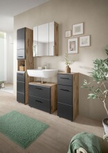 Badezimmer-Set >Ice< in Nox Oak / Schwarz - 150x185x30cm (BxHxT)