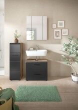 Badezimmer-Set >Ice< in Nox Oak / Schwarz -...