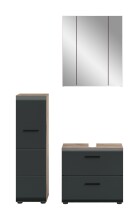Badezimmer-Set >Ice< in Nox Oak / Schwarz - 105x185x30cm (BxHxT)