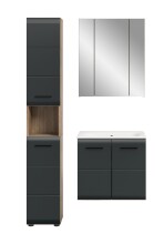 Badezimmer-Set >Ice< in Nox Oak / Schwarz - 105x185x46cm (BxHxT)