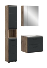 Badezimmer-Set >Ice< in Nox Oak / Schwarz -...