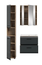 Badezimmer-Set >Ice< in Nox Oak / Schwarz - 105x185x46cm (BxHxT)