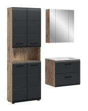 Badezimmer-Set >Ice< in Nox Oak / Schwarz - 135x185x46cm (BxHxT)