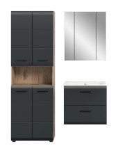 Badezimmer-Set >Ice< in Nox Oak / Schwarz - 135x185x46cm (BxHxT)