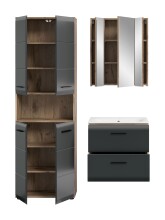 Badezimmer-Set >Ice< in Nox Oak / Schwarz - 135x185x46cm (BxHxT)