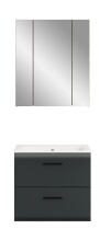 Badezimmer-Set >Ice< in Nox Oak / Schwarz - 60x185x46cm (BxHxT)