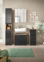 Badezimmer-Set >Ice< in Nox Oak / Schwarz -...