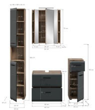 Badezimmer-Set >Ice< in Nox Oak / Schwarz - 150x185x46cm (BxHxT)