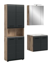 Badezimmer-Set >Ice< in Nox Oak / Schwarz - 135x185x46cm (BxHxT)