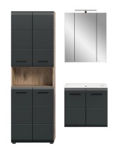 Badezimmer-Set >Ice< in Nox Oak / Schwarz - 135x185x46cm (BxHxT)