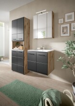 Badezimmer-Set >Ice< in Nox Oak / Schwarz - 135x185x46cm (BxHxT)