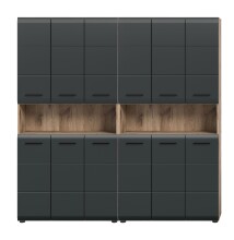 Badezimmer-Set >Ice< in Nox Oak / Schwarz - 180x185x30cm (BxHxT)