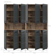 Badezimmer-Set >Ice< in Nox Oak / Schwarz - 180x185x30cm (BxHxT)