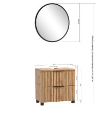 Badmöbel-Set >Nizza< (2-tlg.) in Wotaneiche - 60x35cm (BxT)