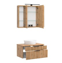 Waschtisch-Set >Nizza< (2-tlg.) in Wotaneiche, schwarz - 80x200x47cm (BxHxT)