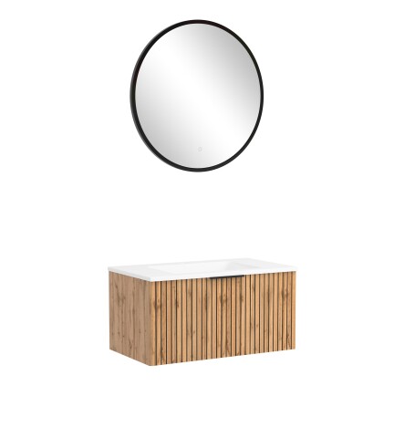 Waschtisch-Set >Nizza< (2-tlg.) in Wotaneiche, schwarz - 80x200x47cm (BxHxT)