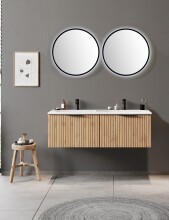 Waschtisch-Set >Nizza< (2-tlg.) in Wotaneiche, schwarz - 120x200x47cm (BxHxT)