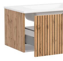 Waschtisch-Set >Nizza< (2-tlg.) in Wotaneiche, schwarz - 120x200x47cm (BxHxT)