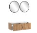 Waschtisch-Set >Nizza< (2-tlg.) in Wotaneiche, schwarz - 120x200x47cm (BxHxT)