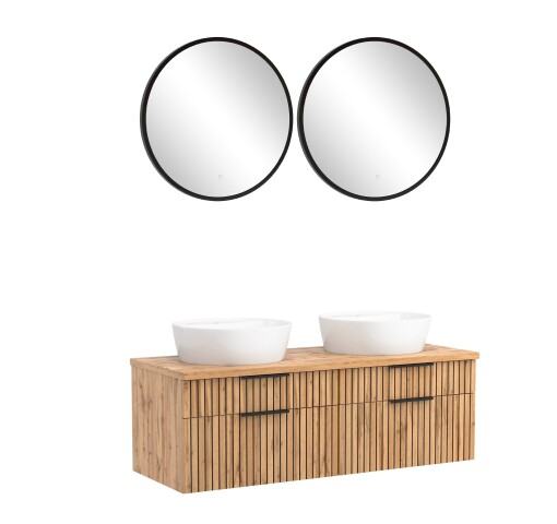Waschtisch-Set >Nizza< (2-tlg.) in Wotaneiche, schwarz - 120x200x47cm (BxHxT)