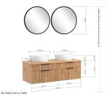 Waschtisch-Set >Nizza< (2-tlg.) in Wotaneiche, schwarz - 120x200x47cm (BxHxT)