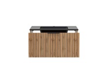 Waschtisch-Set >Nizza< (2-tlg.) in Wotaneiche, schwarz - 80x200x47cm (BxHxT)
