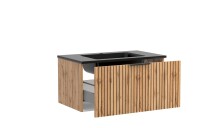Waschtisch-Set >Nizza< (2-tlg.) in Wotaneiche, schwarz - 80x200x47cm (BxHxT)