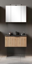 Waschtisch-Set >Nizza< (2-tlg.) in Wotaneiche, schwarz - 80x200x47cm (BxHxT)