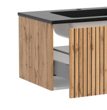 Waschtisch-Set >Nizza< (2-tlg.) in Wotaneiche, schwarz - 120x200x47cm (BxHxT)
