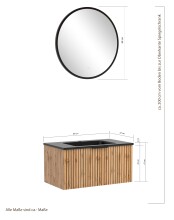 Waschtisch-Set >Nizza< (2-tlg.) in Wotaneiche, schwarz - 80x200x47cm (BxHxT)