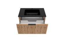 Waschtisch-Set >Nizza< (2-tlg.) in Wotaneiche, schwarz - 80x200x47cm (BxHxT)