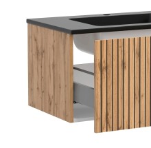 Waschtisch-Set >Nizza< (2-tlg.) in Wotaneiche, schwarz - 120x200x47cm (BxHxT)