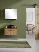 Waschtisch-Set >Nizza< (2-tlg.) in Wotaneiche, schwarz - 80x200x47cm (BxHxT)
