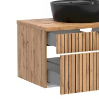 Waschtisch-Set >Nizza< (2-tlg.) in Wotaneiche, schwarz - 80x200x47cm (BxHxT)